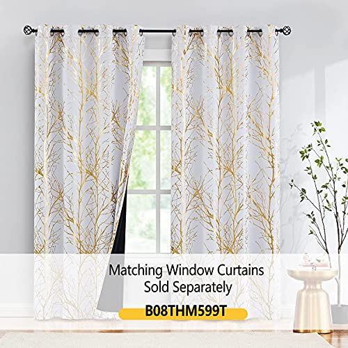Fmfunctex Valance Curtains For Living-Room Window White Gold Metallic Tree Branch Blackout Window Valances 50" W X 18" Long 1 Pc Rod Pocket #TOP3