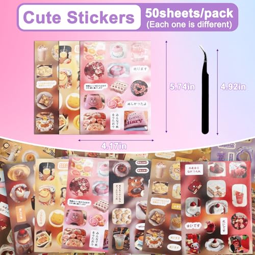 Image of 700Pcs Cute Scrapbook Stickers Travel Japanese Sticker Book for Adult Kawaii Korean Stickers for Journaling Heisei Retro Aesthetic Sticker Bulk Manga Style Decor for DIY Crafts Junk Journal Gifts Fog