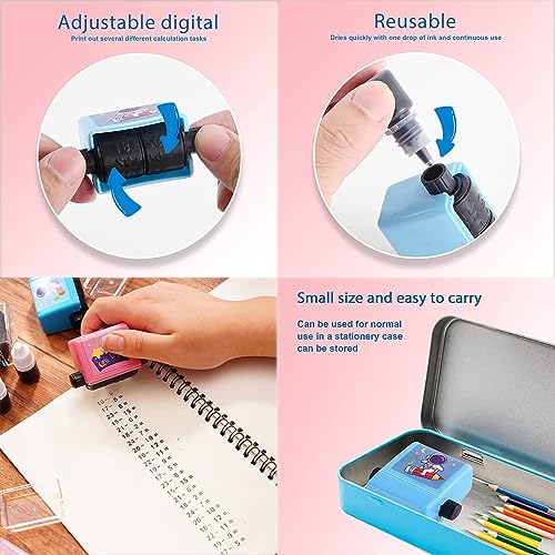 Image of Math Roller Digital Number Teaching Stamps for Kids - Reusable Division Scroll Stamp, Educational Tool for Math Practice and Learning