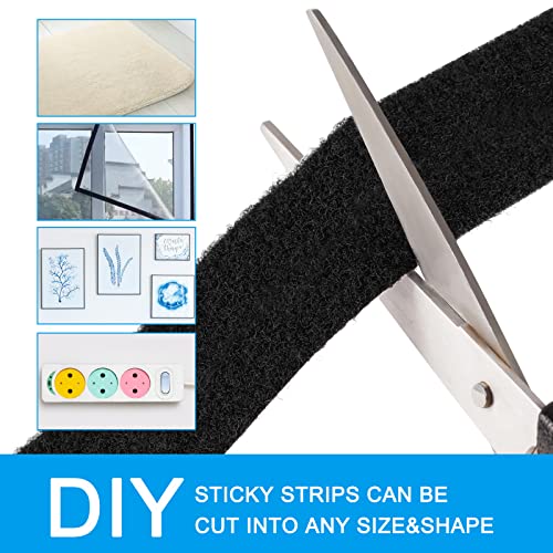Self Adhesive Hook And Loop Tape Heavy Duty Tape Sticky Back Fastening Tape Fastener For Home Office School Car And Crafting Organization (Black, 18Ft*2In) #TOP3