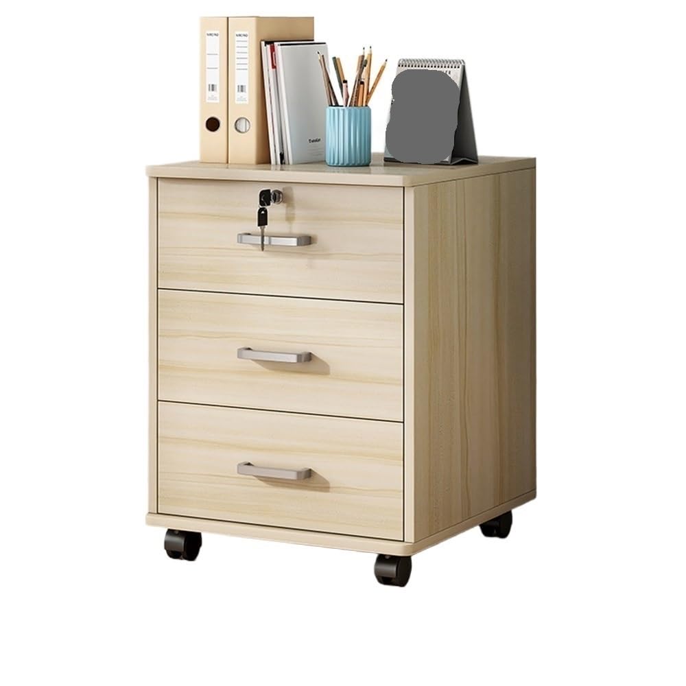 Wooden Storage Cabinet with Lock | Wood  Rolling File Cabinet Under Desk