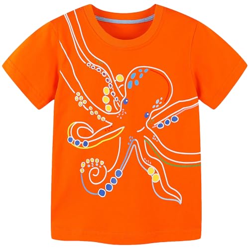 Image of AIWUHE Toddler T Shirts Cotton Summer Tshirts Boys Girls Short Sleeve Tee Tops Casual Graphic Clothes Crew Neck Shirts 2-6Y