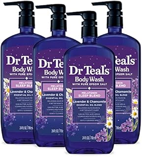 Dr Teal's Body Wash With Pure Epsom Salt, Sleep Blend With Melatonin, 24 fl oz (Pack of 4) (Packaging May Vary)