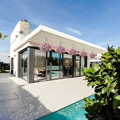 Ammyoo Artificial Hanging Flowers In Basket For Porch Lawn Garden Decor,12 Inch Coconut Lining Hanging Baskets With Artificial Daisy Flowers For The Decoration Of Outdoors And Indoors #TOP1