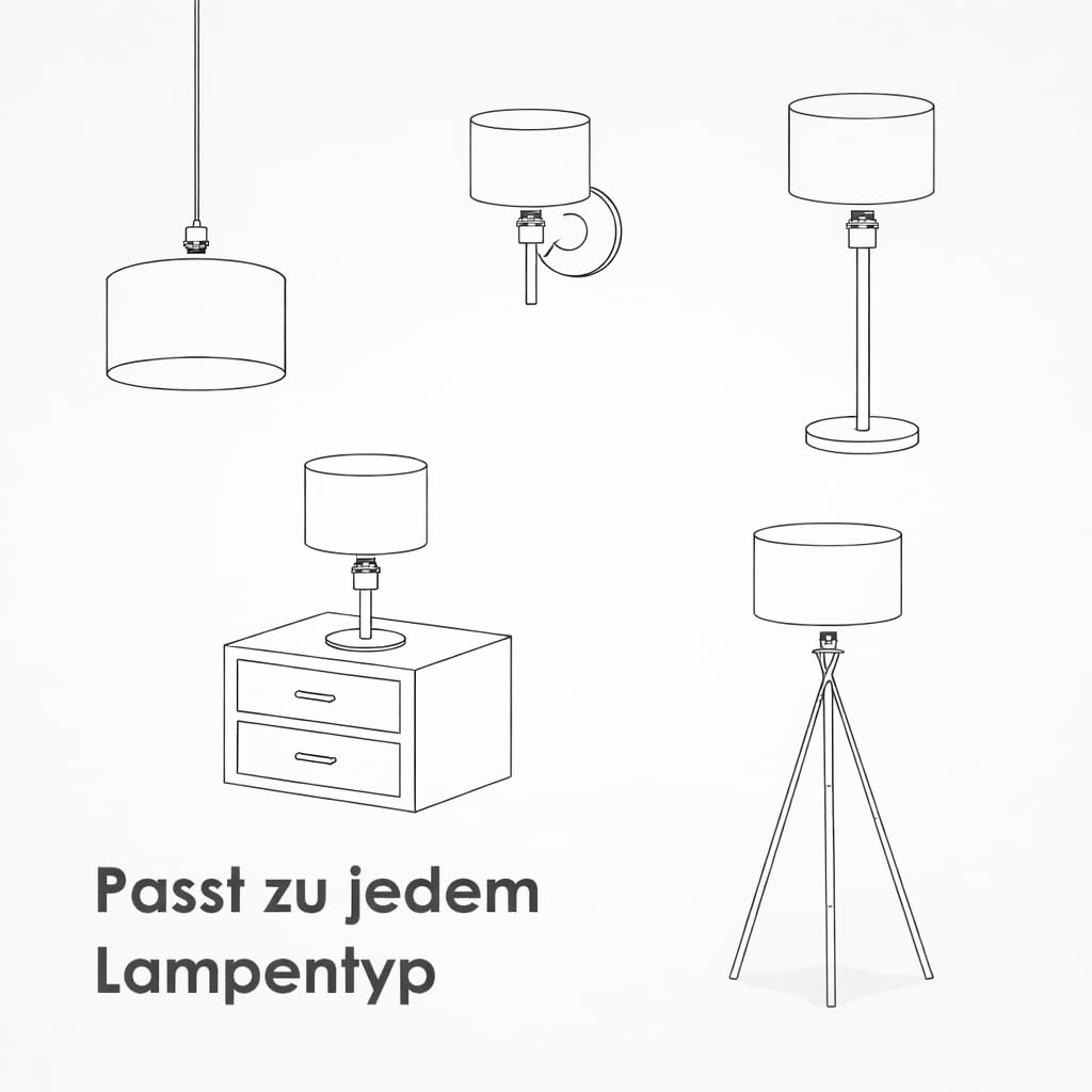 Zylinder Lampenschirm Baumwolle Stoff handgefertigt für Deckenleuchte, Tischleuchte, Stehlampe (Ocker, 25 cm Durchmesser 20 cm Höhe)