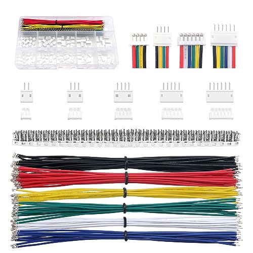 420 Pezzi Kit Connettore JST da 1.5 mm JST-ZH Pin e Maschio Femmina Pin Testa Adattatore con 26AWG Pre-Crimpato Cavi Filo e Crimpare Pin Singolo