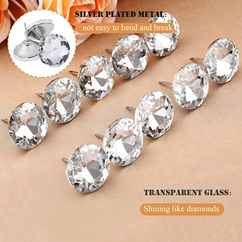 Mgoodoo 20Pcs 16Mm Clear Upholstery Tacks, Diamond Tuft Sofa Nails Crystal Head Thumb Tack Push Pin For Headboard Chair Furniture Crafts Bedroom #TOP2