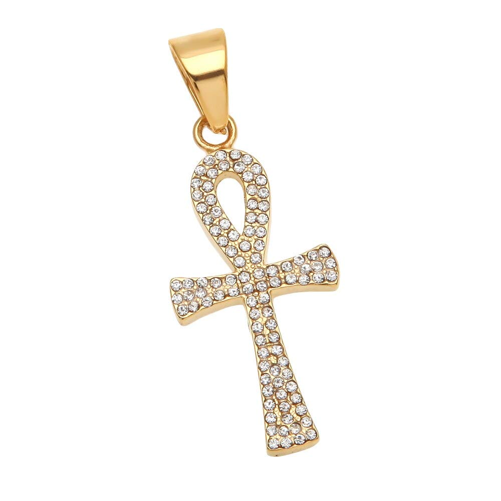 Wisiorki ze stali nierdzewnej w kolorze złotym Naszyjnik Iced Out Cross Biżuteria życia wiecznego