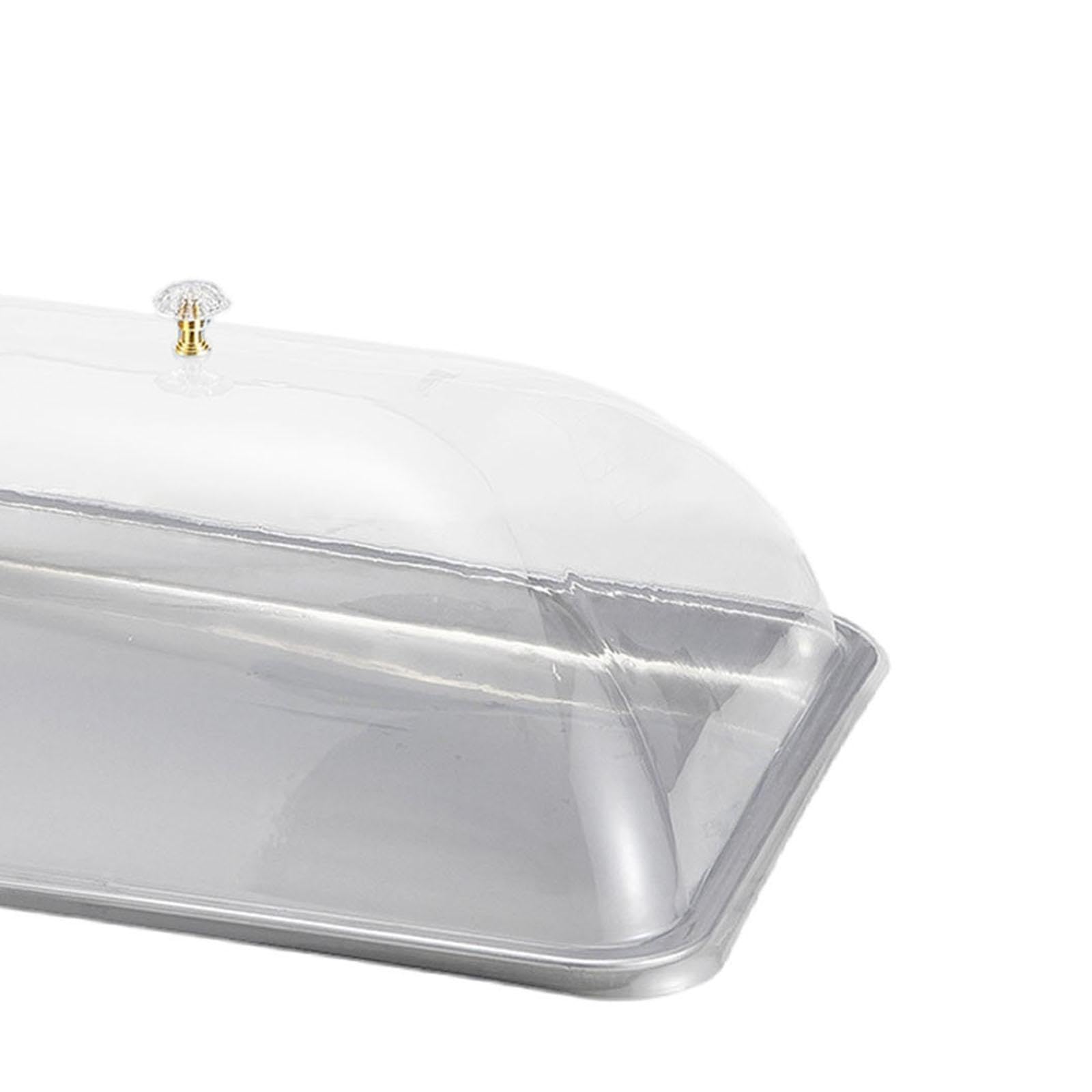 Vassoio Da Portata in Acciaio Inox, Piatto per Torta con Coperchio Trasparente, Vassoio Multifunzionale per Dessert E Snack, Ideale per Feste, 45x35x2 Cm