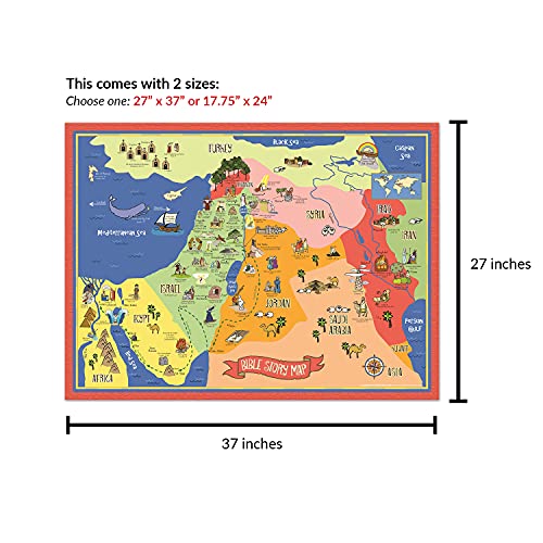 Bible Story Map Poster (27"X 37" Large) – Christian History & Art For Home Church Or Sunday Bible School - Unique Fun Gift Idea For Kids Or Youth #TOP2