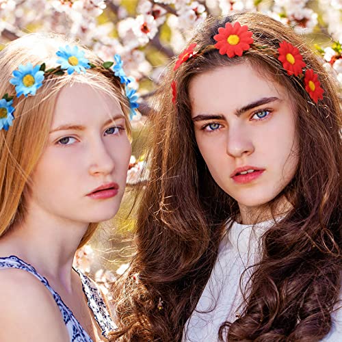 Lyrow 96 Pack Flowers Headband Daisy Sunflower Women Crown Headband Multicolor Floral Headband Bohemian Garland Flower Hair Band For Bridal Wedding Party Beach Travel Festival (Daisy) #TOP6