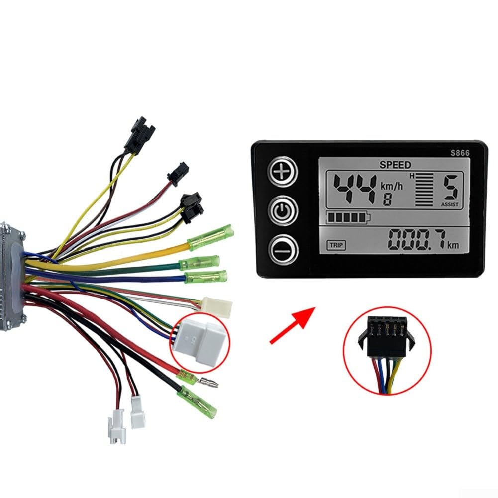 Kit Controller EBike 22A 36V/48V Con LCD S866 - Per Motore 500W, Scooter E Bici Elettriche