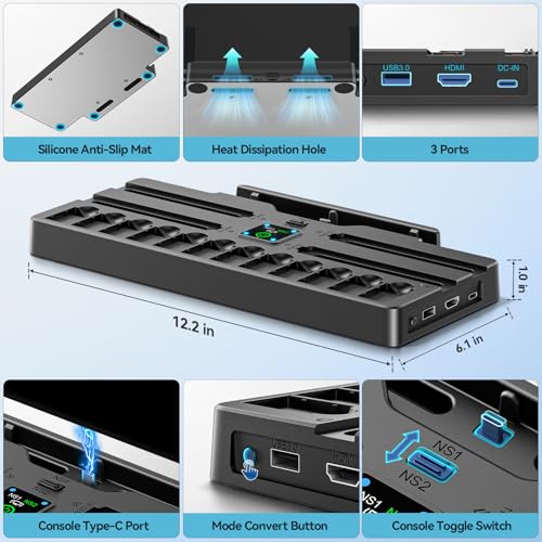 Image of [Switch 2 /1 /OLED Compatible] Switch 2 Docking Station with Charging Dock, TV Base Dock Replacement Support 4k@120HZ HDMI Output, Seitch 2 Accessories Store 12 Game Cards, Game Boy Advance Games
