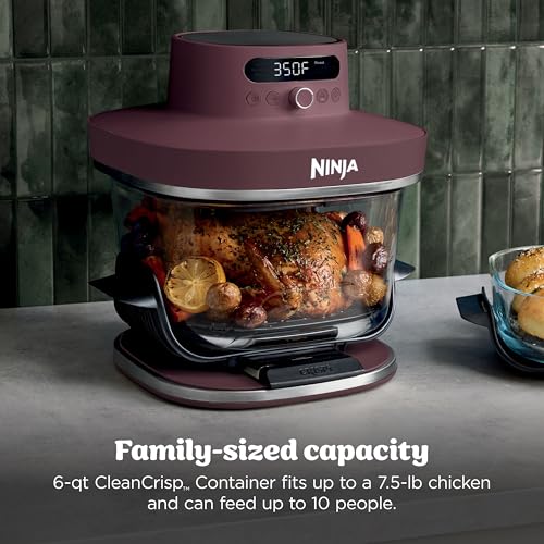 Image of Ninja Crispi Pro 6-in-1 Glass Air Fryer | 450F, Nontoxic, 6qt & 2.5qt Containers & Lids | Microwave, Freezer, Dishwasher Safe | Max Crisp, Air Fry, Bake, Roast, Recrisp, Dehydrate | Cherry, AS101RD1