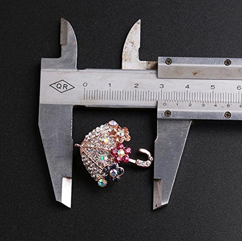 Comelyjewel Brooch Pin Elegant Umbrella Scarf Pin Rhinestones Breastpin for Wedding/Banquet/Bouquet4