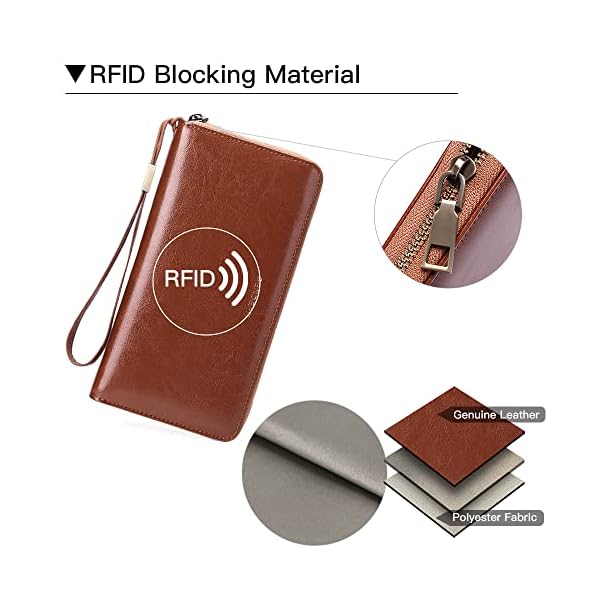 SENDEFN Women Leather Wallets RFID Blocking Zip Around Credit Card Holder Phone Clutch - Image 5