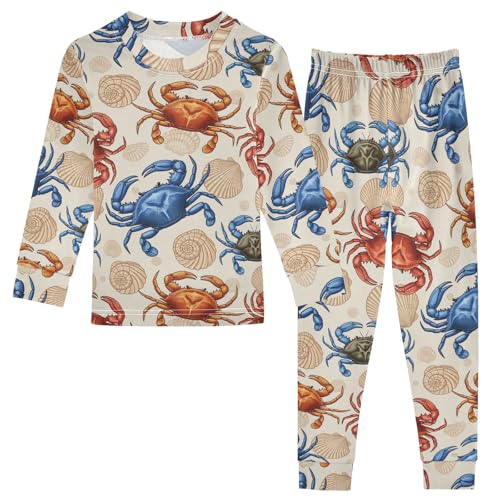 Pajama Sets Long Sleeve Marine Life Colorful Crabs Soft Comfy Sleepwear 2 Piece PJS 3-8T