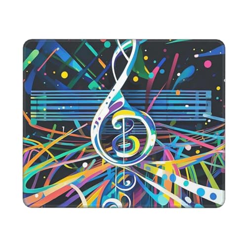 Alfombrilla de mouse con borde cosido, impermeable, con base de goma antideslizante, con temática de música abstracta, alfombrilla de mouse para laptop, lavable, para juegos, laptop, oficina, hogar