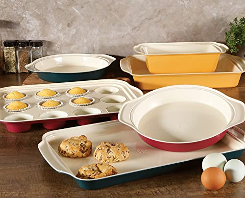 Spice by Tia Mowry Healthy Nonstick Ceramic Savory Saffron 6 Piece Carbon Steel Bakeware Set - Assorted Colors (96227… - Image 5