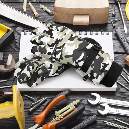 Image of Ski Gloves,Snow Gloves Waterproof Winter Warm Cold Weather Touchscreen Gloves for Parent& Child Kids Skiing,Snowboarding