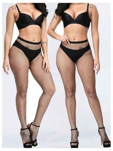 OYOANGLE Women's 4 Pairs Hollow Out Fishnet Mesh Tights See Through High Waist Sheer Pantyhose3