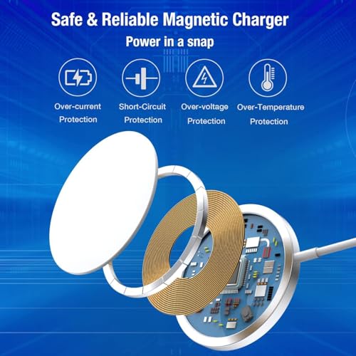 Image of Magnetic Wireless Charger for iPhone, MagSafe Fast Charger USB C 15W, Qi Type C Wireless Inductive Charging Station Compatible with iPhone 16 /16 Plus /16 Pro /16 Pro Max /15 /14 /13 /12 Series