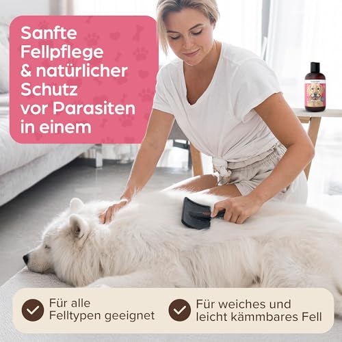 Bobby Bark Hundeshampoo Anti-Zecken – Natürlicher Schutz gegen Zecken, Flöhe & Milben mit Teebaumöl, Lavendelöl & Kamille – Mild & Hautfreundlich – pH-neutral, Vegan, Pflegend