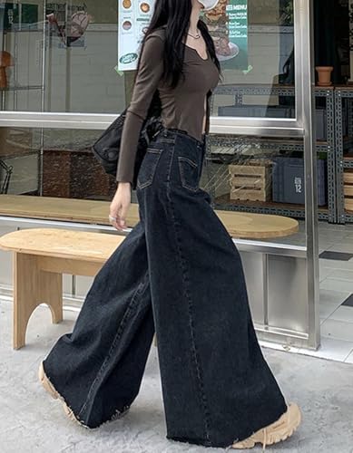 Women's Wide Leg Y2K Baggy Jeans High Waisted Flared Loose Denim Pants3