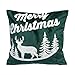 Wakauto Wesołych Świąt poszewka na poduszkę renifer łoś poszewka na poduszkę z motywem bożonarodzeniowym bawełna len wygodna poszewka na poduszkę do dekoracji wnętrz (zielona)