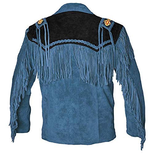 Image of LEATHERAY Western Leather Jackets for Men Cowboy Leather Jacket and Fringe Beaded Coat Suede Leather shirt