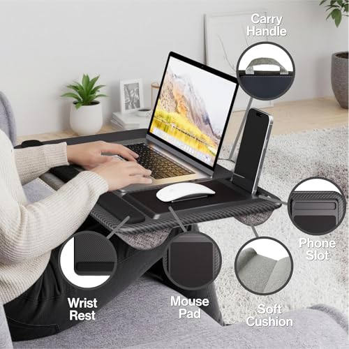 Base portátil de madera para laptop con cojín miniatura 4