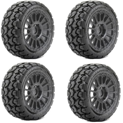 Powerhobby 1/8 Buggy Tomahawk Belted Tires Mounted 17MM Radial Wheels (4)