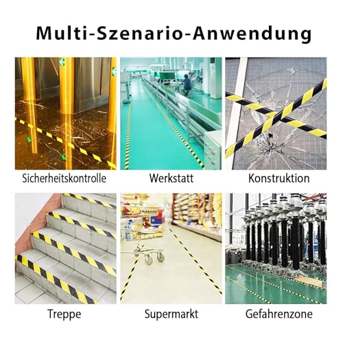 BOMEI PACK Warnklebeband Gelb Schwarz Warnband Gefahr Warnung PVC Für Bodenkennzeichnungen 33m (100mmx33m)
