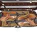 yinfente Oblong Wooden Double Full Size Violin Case Viola Case For 15-16.5inch With Adjustable Backstrap Four Bow Holders Thinck Padding