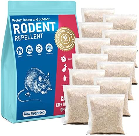 Lousye 12 Pouches Rodent Repellent, Mighty Mint Mouse Repellent,Environmentally Friendly and Humane Mouse Trap for Home, Car Engines, Pest Control for Indoor
