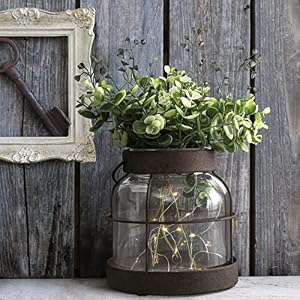 Vintage Glass Farmhouse Vase Rustic Lantern Decor with Plants Flowers Lights Vintage Style Vases for Home Decor Floral Arrangement Hostess Gift