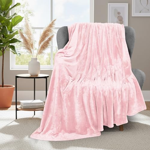 Image of Utopia Bedding Fleece Blanket Throw Size Pink 300GSM Luxury Anti-Static Fuzzy Soft Microfiber Blanket for Couch, Sofa and Bed (50x60 Inch)