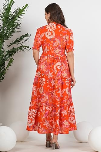 Image of Monique Brand Women's /Girls Cotton Kurta for Women Floral Printed Regular Fit Anarkali Kurta ||Floral Flared Western Dress