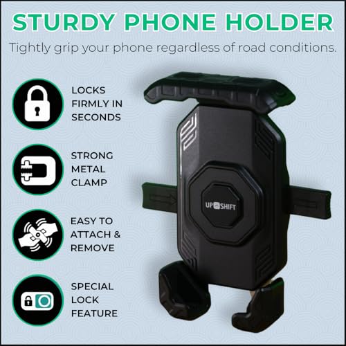 Image of Upshift FC4 Y-Grip Waterproof Bike Phone Mount | Anti-Vibration Universal Mobile Holder with 360 Rotation | Secure Handlebar Mount for Motorcycle, Scooter & Bicycle | Fits 4.0-7.0 inch Smartphones