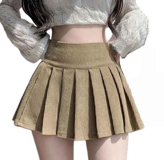 Women Pleated Mini Skirt High Waist A Line Vintage Preppy Style Casual for Spring Summer Fashion