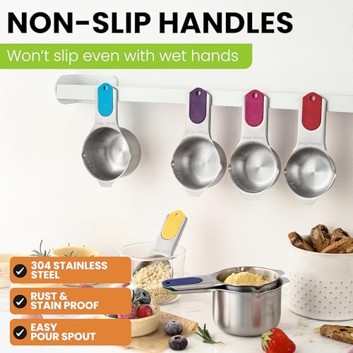 Image of Spring Chef Magnetic Stainless Steel Measuring Cups Set of 7, Multicolor