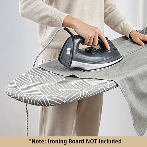 Image of Seiritex Over the Door Ironing Board Cover 14 x 42 inch, Thick Padding w Hook and Loop Fasteners Wall Iron Board Cover (Gray Cube Update Version)