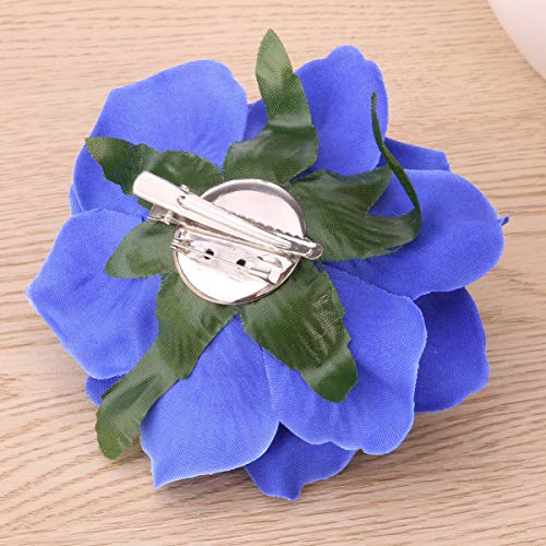 OSALADI Flower Hair Accessories Artificial Floral Hair Clip Big Rose Flower Hairpin Wedding Bridal Barrette Elegant Brooch Accessories for Women Girl Bridal Blue White Roses Artificial Flowers - Image 3