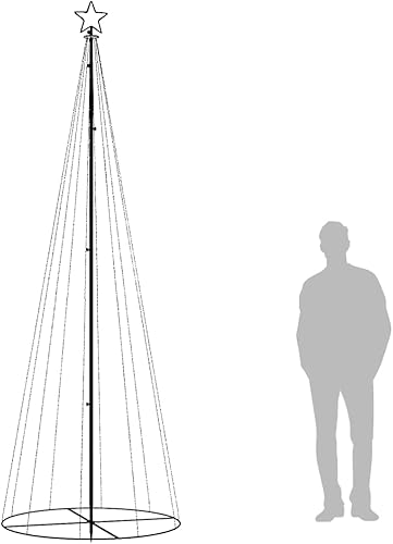 Miniatura 8 de Canditree Árbol de cono de Navidad de 98 pies con 310 luces LED iluminadas para árbol de Navidad al aire libre para patio blanco cálido