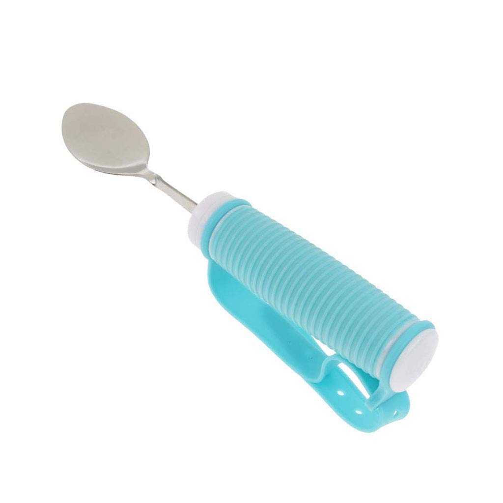 Kit forchetta e Cucchiaio adattivi in 2 Pezzi - Utensili Pieghevoli per Parkinson, Anziani, artrite, Ictus e Presa Debole - Set di Posate Easy Grip