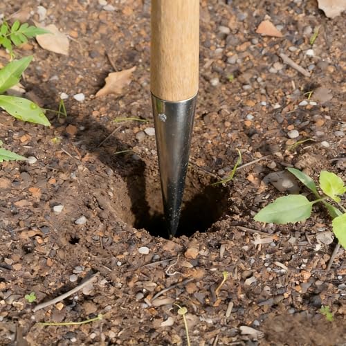 Herramienta de jardinería dibber con mango en T de madera miniatura 5
