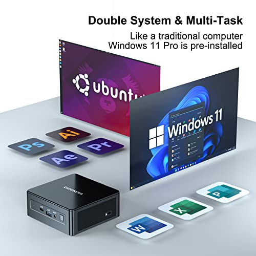 GEEKOM Mini PC, Mini IT8 i5-8259 Mini PC, Windows 11 Pro Desktop PC(bis zu 3,8 GHz), 512gb SSD 16gb DDR4 Arbeitsrechner, Mini Computer 4K@60Hz | Unterstützt 4 Displays | WiFi5 | BT v4.2 | Heim-/Büro – Bild 3