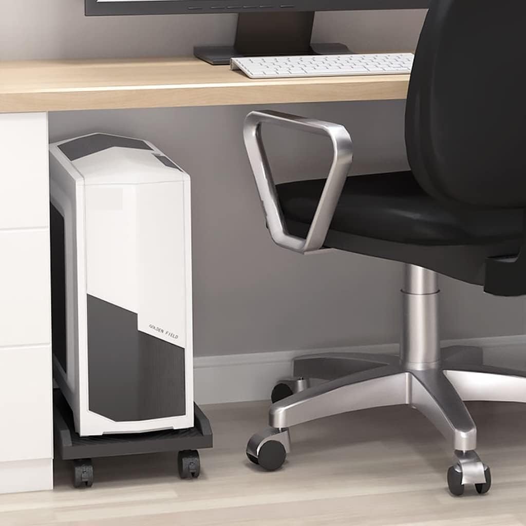 Pc Tower Stand, Mobile PC Stand Desktop Tower Computer Floor Stand CPU Cart Holder Rolling Caster Wheels with 4 Rolling Caster Wheels for Home Office Under Desk (Color : White Brakes, Size : 455 * 22