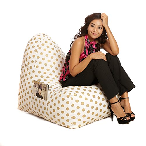 Image of Style Homez Hackey Cotton Canvas Polka Dots Printed Bean Bag XXL Size Filled with Beans Fillers