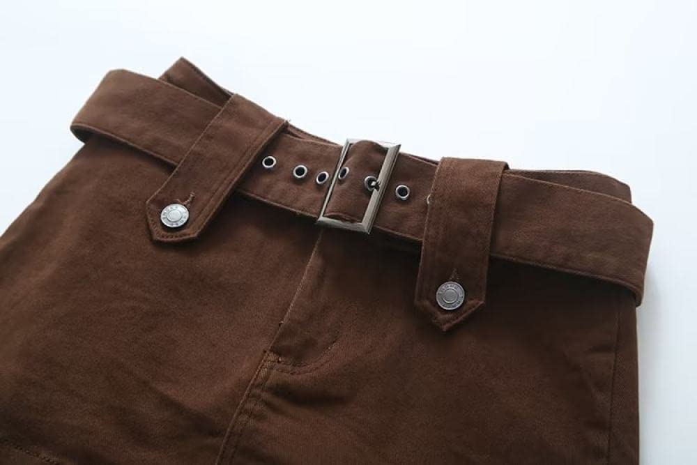 Gonne,Minigonna da Donna Gonna Cargo Nera Moda con Tasche Cerniera Cintura A Line Slim Tinta Unita Gonna Corta Casual Avvolta sui Fianchi per Ragazze Signore,S